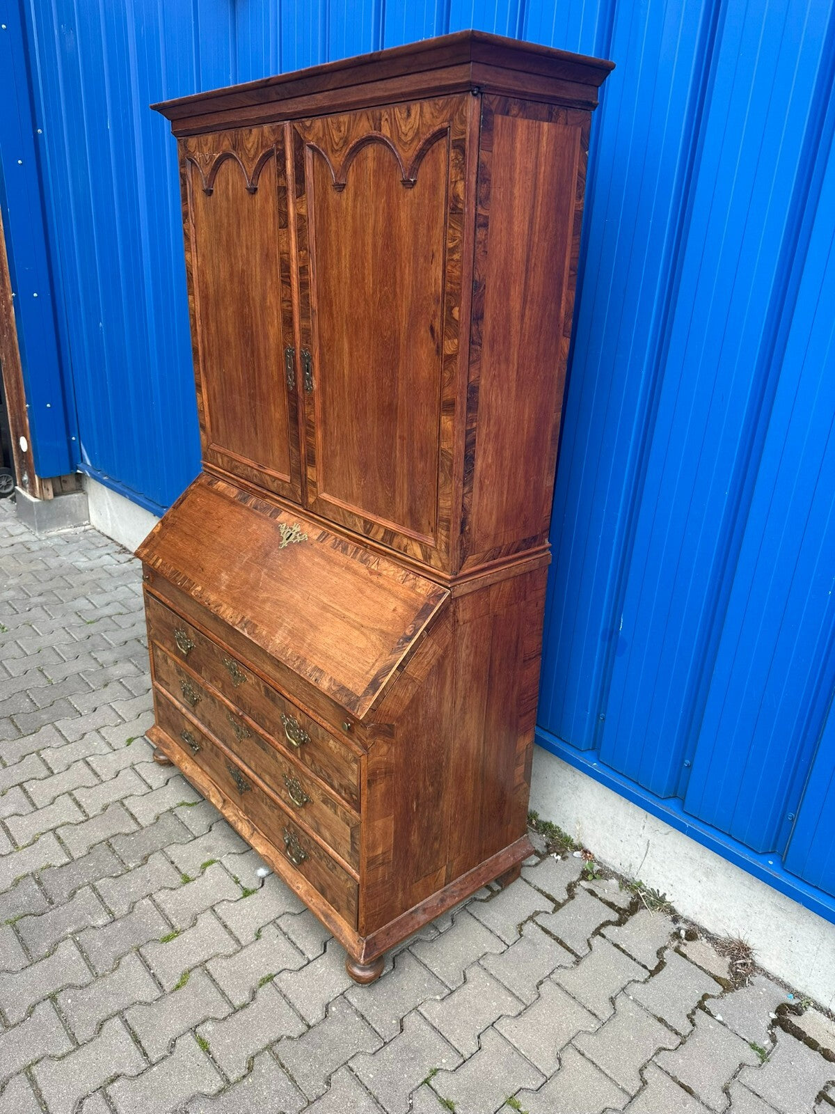 Antiker Barocksekretär Barock Sekretär um 1780 Nussbaum furniert Intarsien