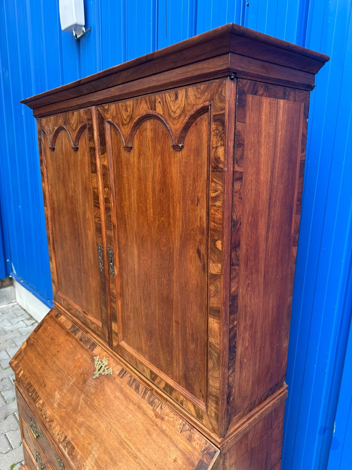 Antiker Barocksekretär Barock Sekretär um 1780 Nussbaum furniert Intarsien