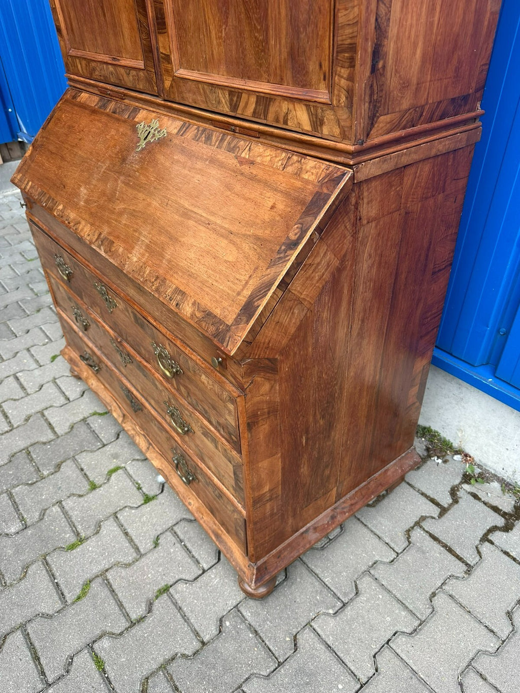 Antiker Barocksekretär Barock Sekretär um 1780 Nussbaum furniert Intarsien