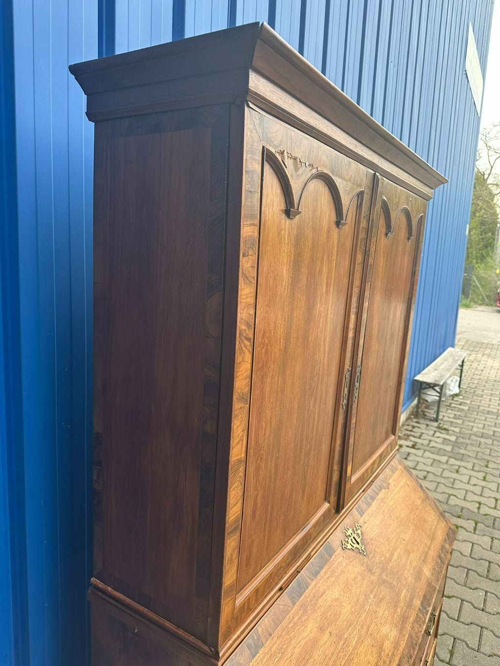 Antiker Barocksekretär Barock Sekretär um 1780 Nussbaum furniert Intarsien