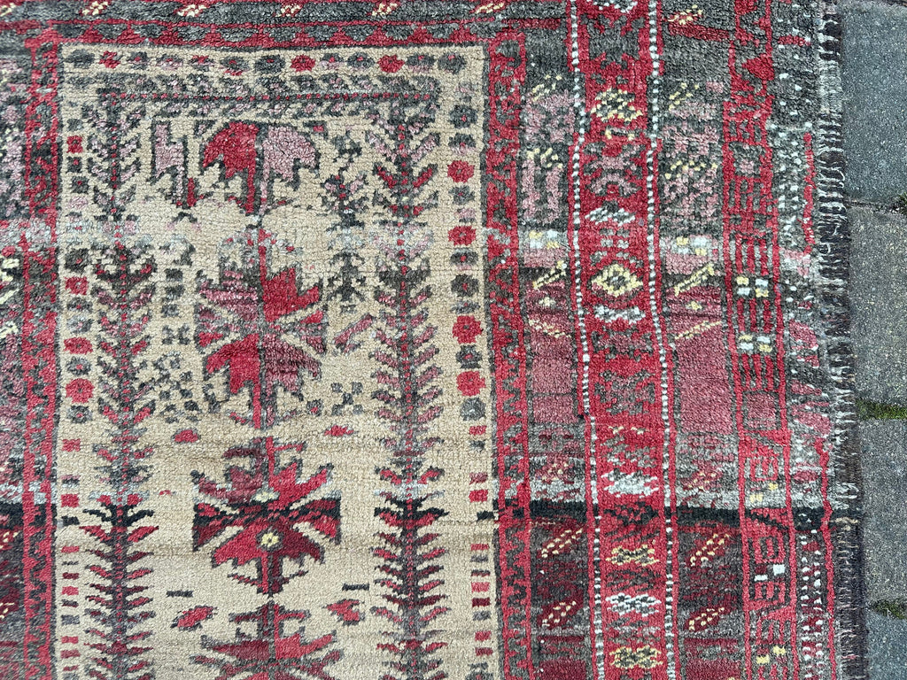 Alter Belutsch Teppich Orientteppich Afghane Wolle handgeknüpft 183x92cm