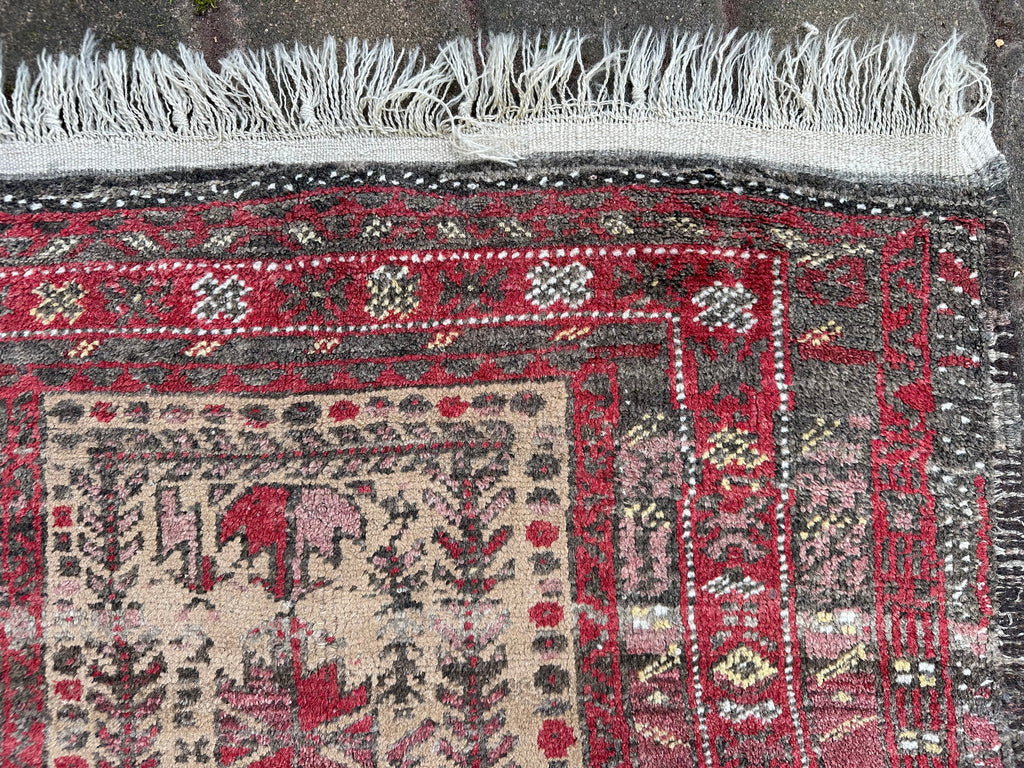 Alter Belutsch Teppich Orientteppich Afghane Wolle handgeknüpft 183x92cm