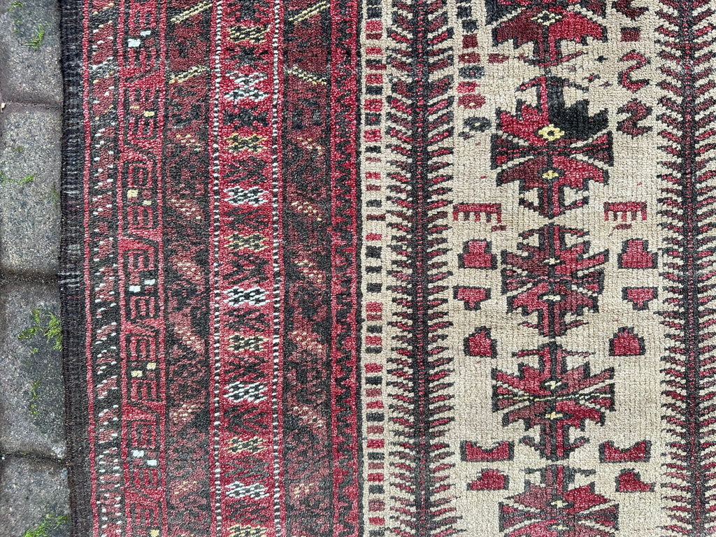 Alter Belutsch Teppich Orientteppich Afghane Wolle handgeknüpft 183x92cm