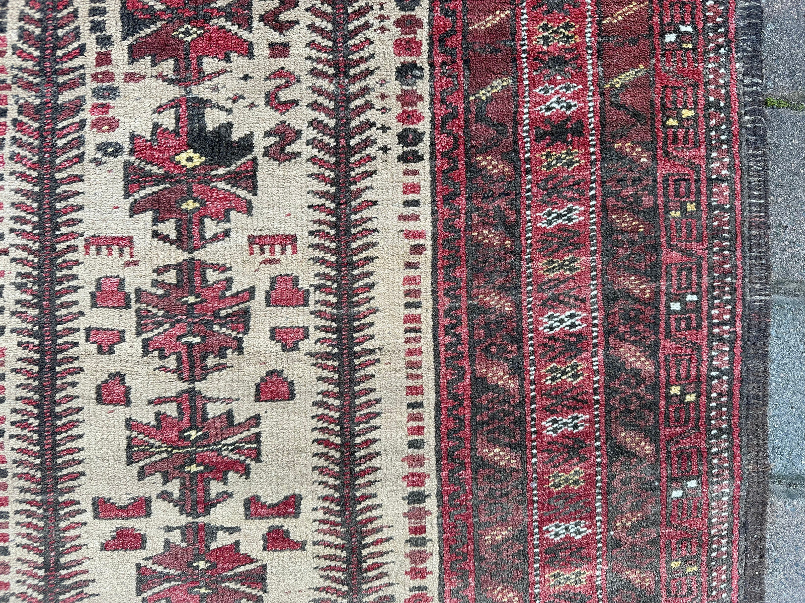 Alter Belutsch Teppich Orientteppich Afghane Wolle handgeknüpft 183x92cm