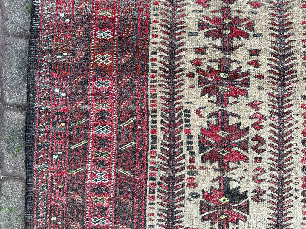 Alter Belutsch Teppich Orientteppich Afghane Wolle handgeknüpft 183x92cm
