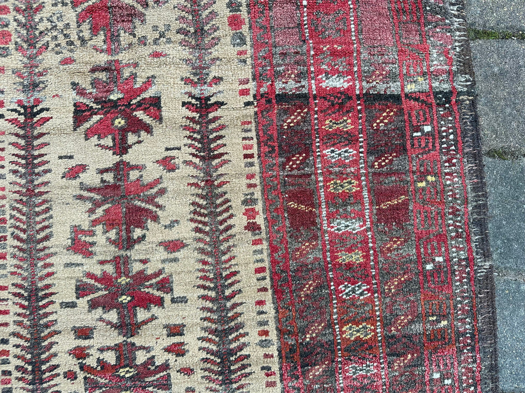 Alter Belutsch Teppich Orientteppich Afghane Wolle handgeknüpft 183x92cm