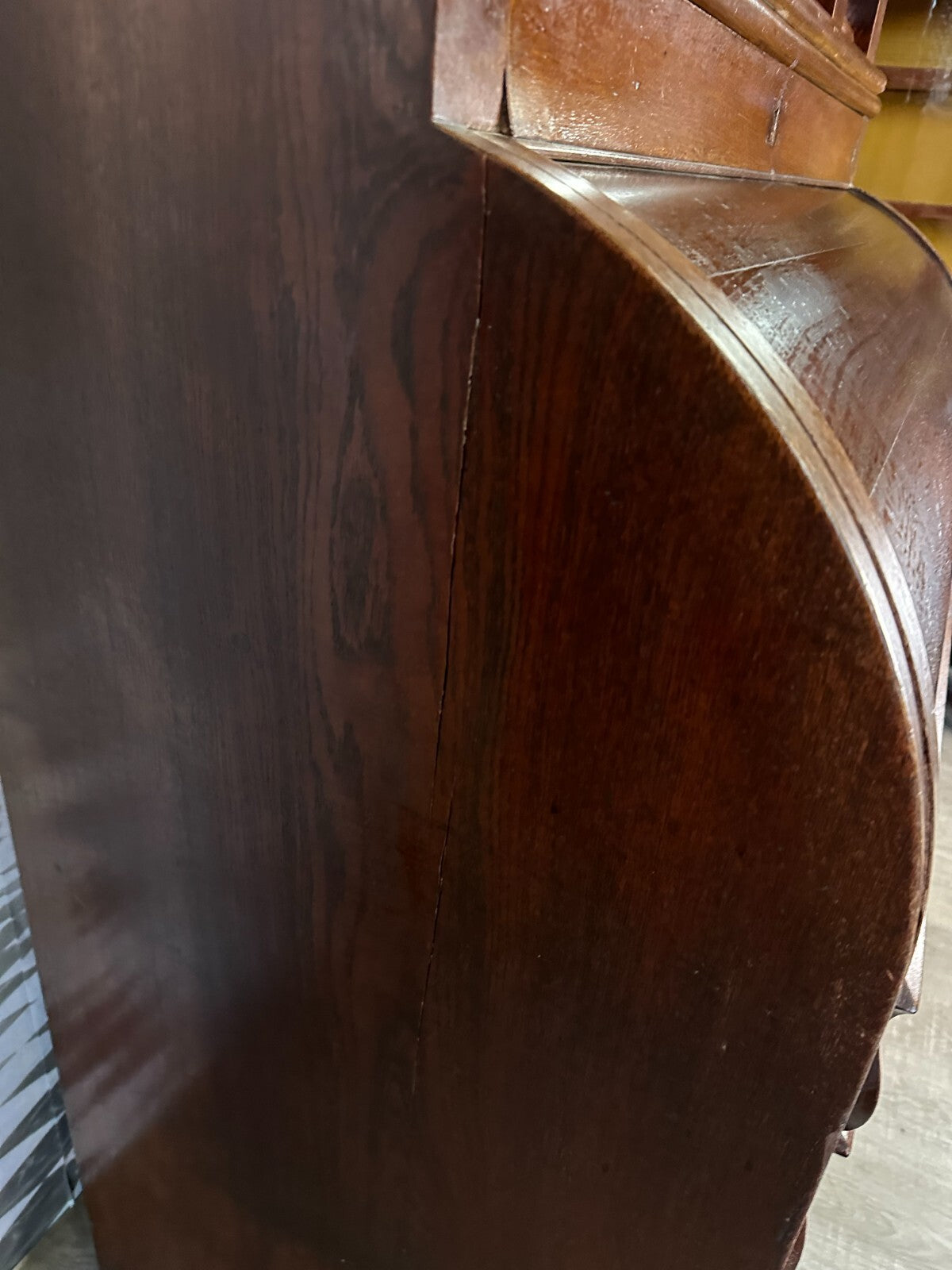 Antiker Biedermeier Schreibtisch mit Aufsatz Zylinderbüro um 1840 Eiche Säulen