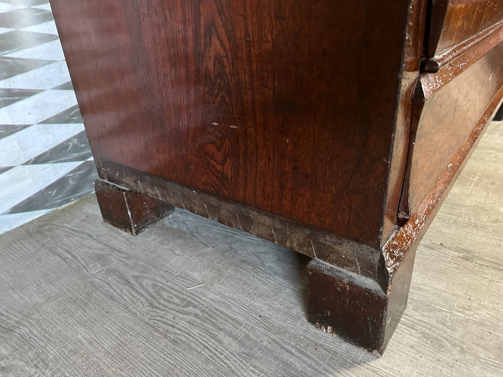 Antiker Biedermeier Schreibtisch mit Aufsatz Zylinderbüro um 1840 Eiche Säulen