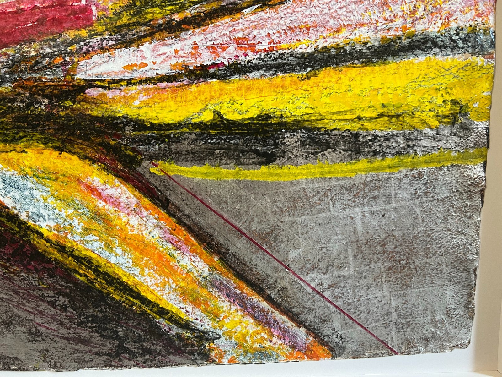 Enzo Arduini grosse Mischtechnik Acryl Blattsilber Rapsfelder am Fluss 148x110cm