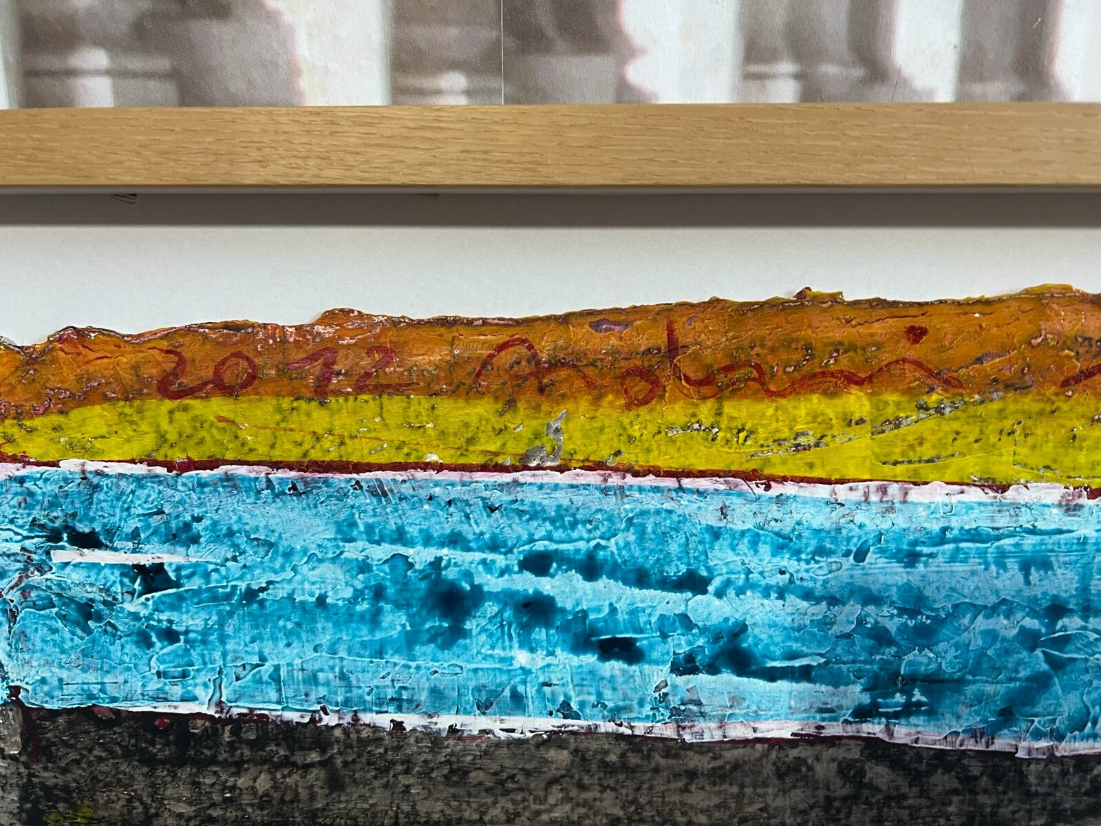 Enzo Arduini grosse Mischtechnik Acryl Blattsilber Rapsfelder am Fluss 148x110cm