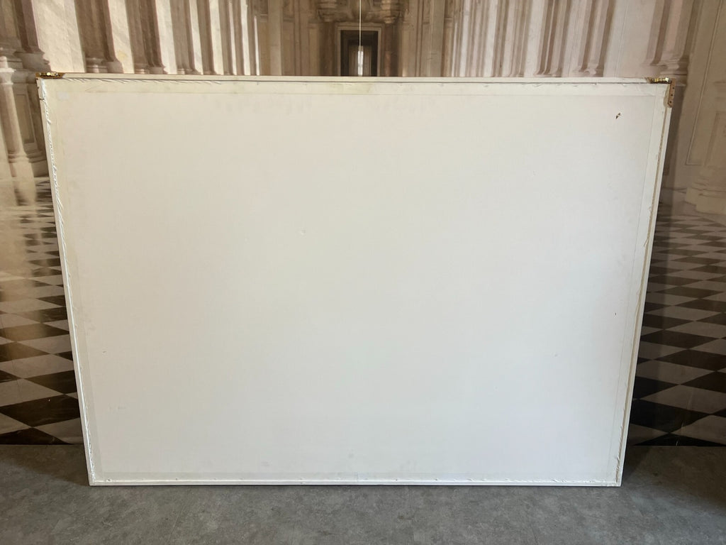 Enzo Arduini grosse Mischtechnik Acryl Blattsilber Rapsfelder am Fluss 148x110cm