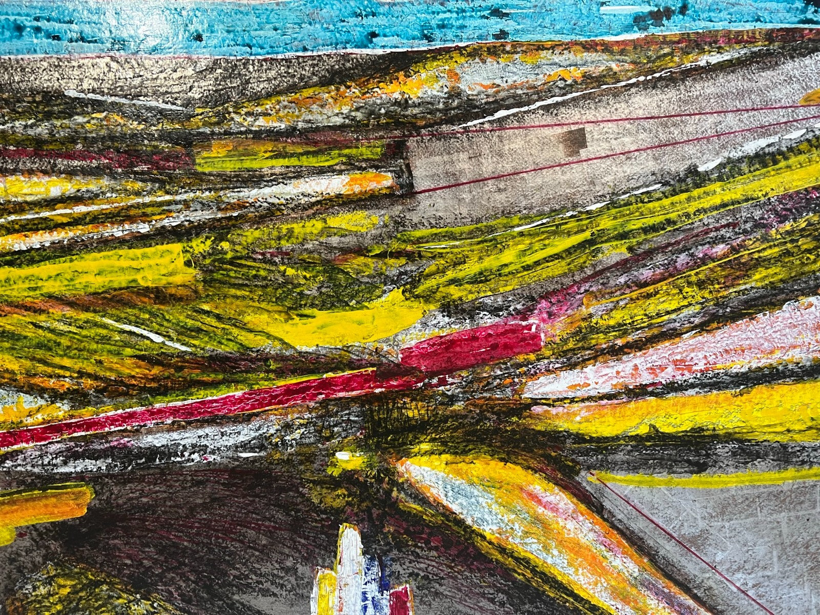 ENZO ARDUINI GROSSE MISCHTECHNIK ACRYL BLATTSILBER RAPSFELDER AM FLUSS 148x110cm