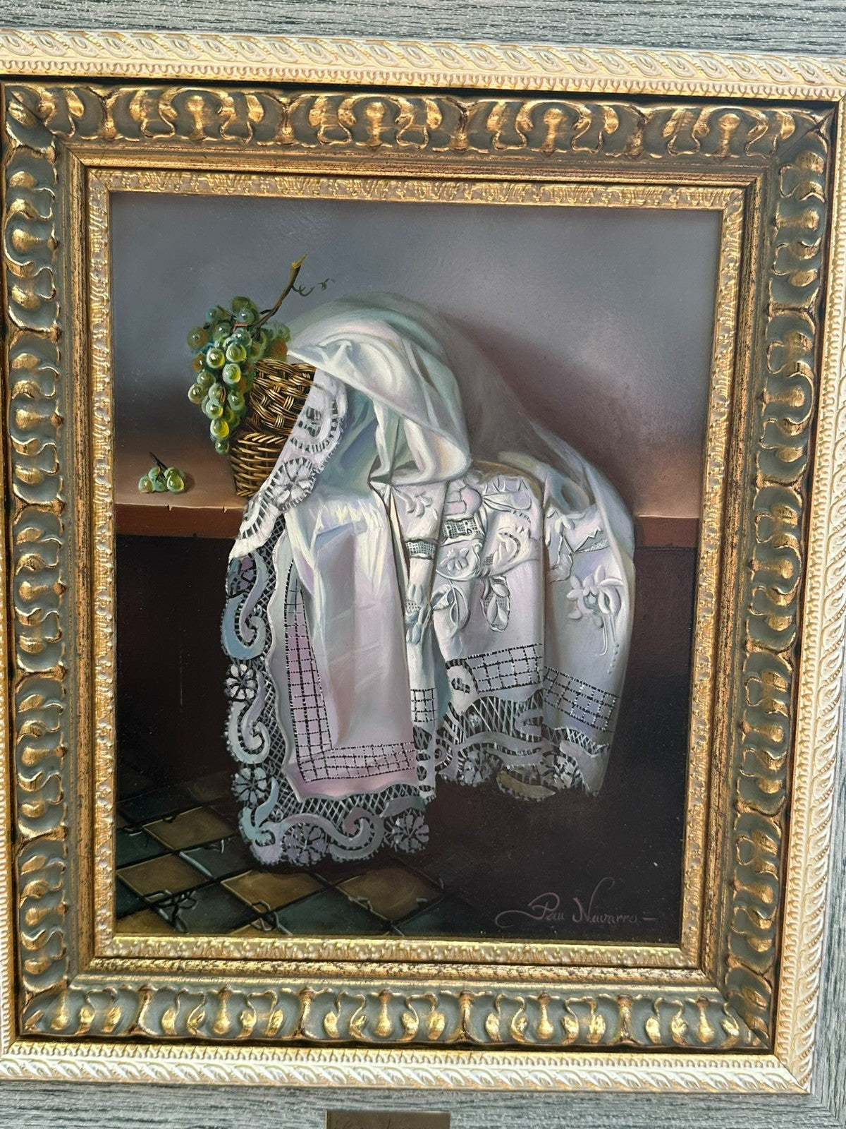 Ölgemälde massiv gerahmt signiert Pau Navarro Stillleben