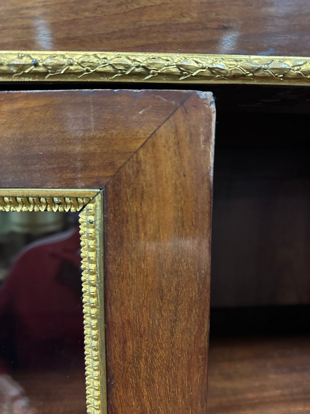 Antike Empire Vitrine um 1880 Mahagoni Vergoldete Messing Beschläge