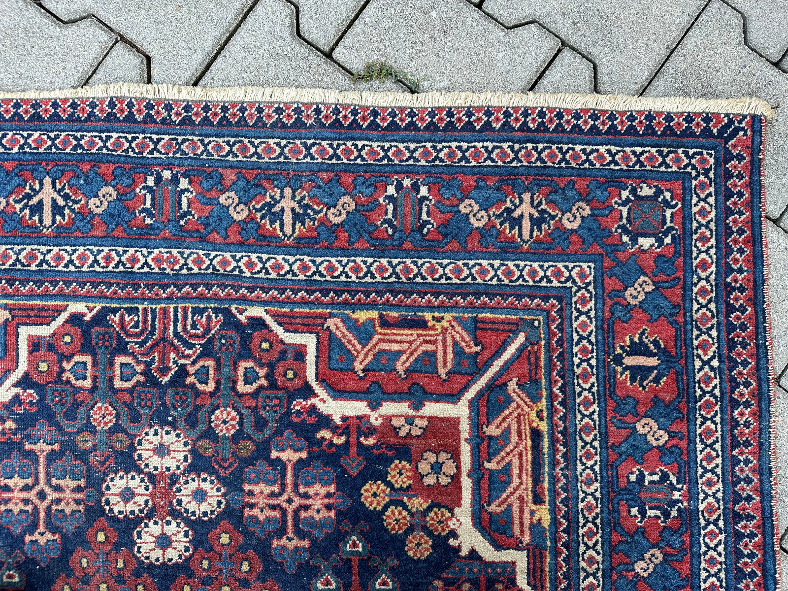 Antiker Kasak Teppich Orientteppich aus Wolle handgeknüpft 203x128cm