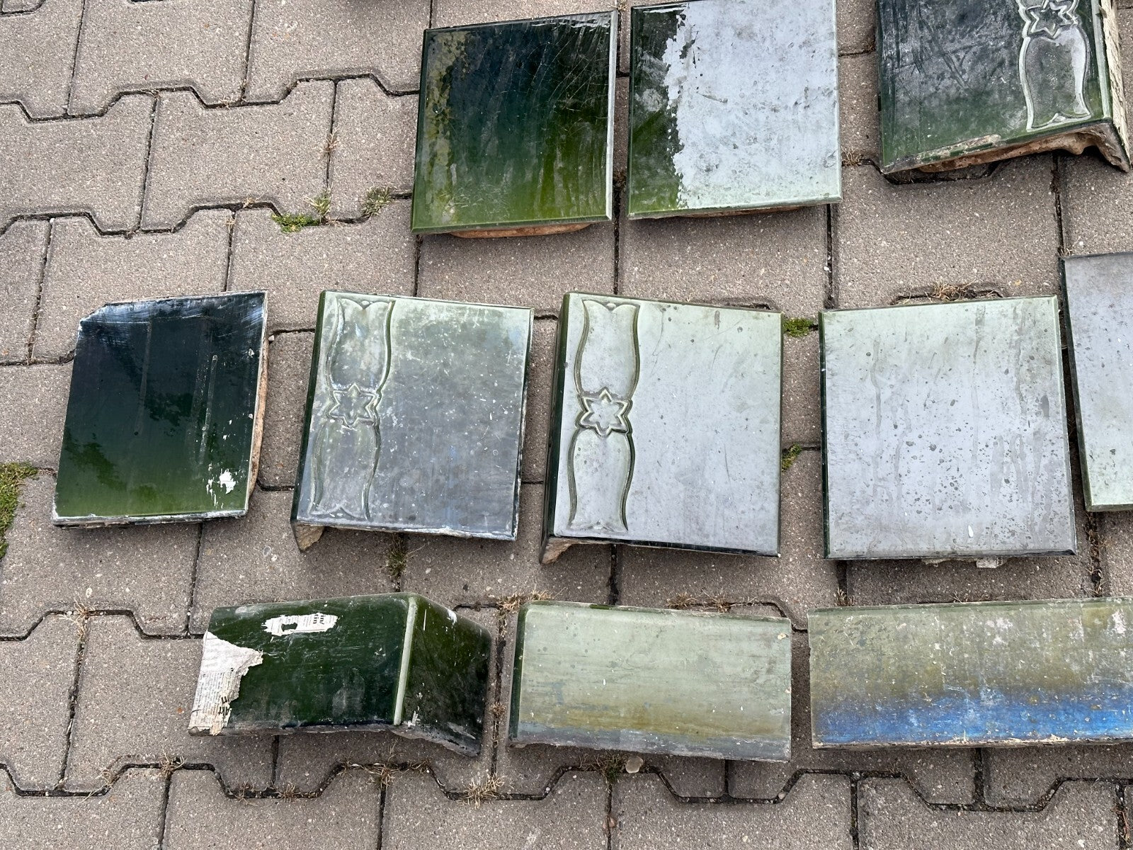 Antiker Kachelofen Jugendstil Ofen um 1920 Keramik grün glasiert