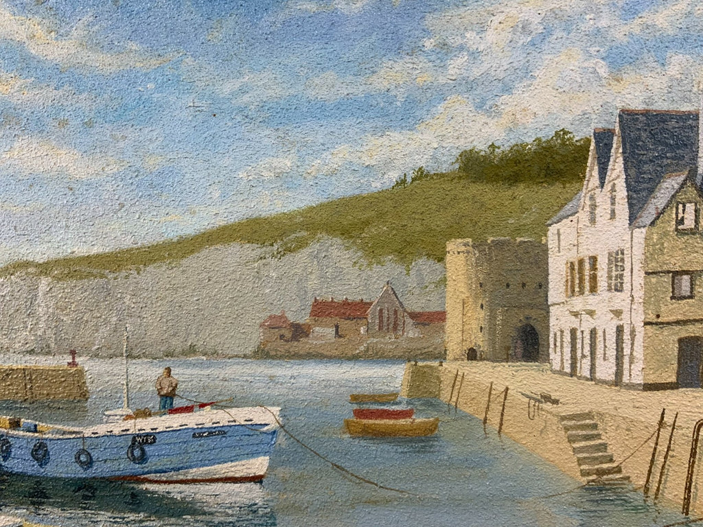 Ölgemälde Fluss Landschaft Küstenansicht Gemälde Loir Peter Nay 54x33cm