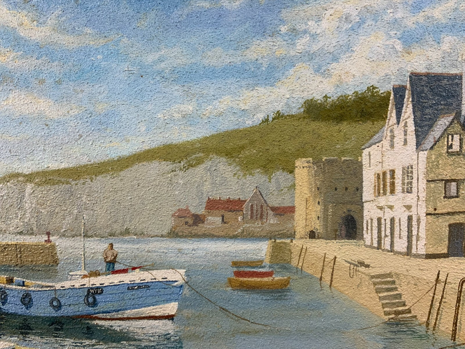Ölgemälde Fluss Landschaft Küstenansicht Gemälde Loir Peter Nay 54x33cm