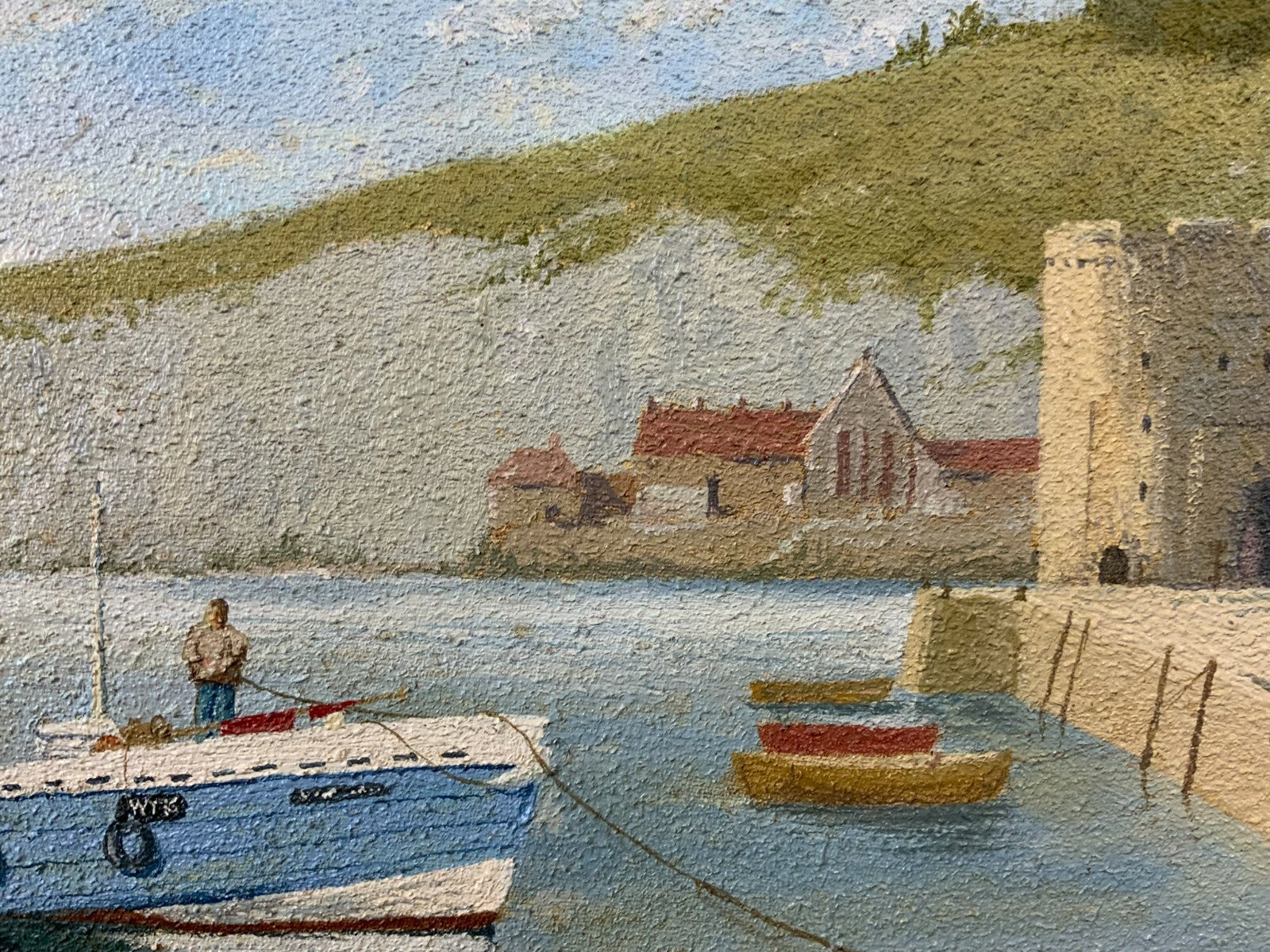 Ölgemälde Fluss Landschaft Küstenansicht Gemälde Loir Peter Nay 54x33cm