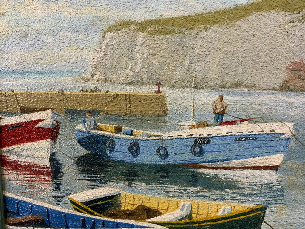 Ölgemälde Fluss Landschaft Küstenansicht Gemälde Loir Peter Nay 54x33cm