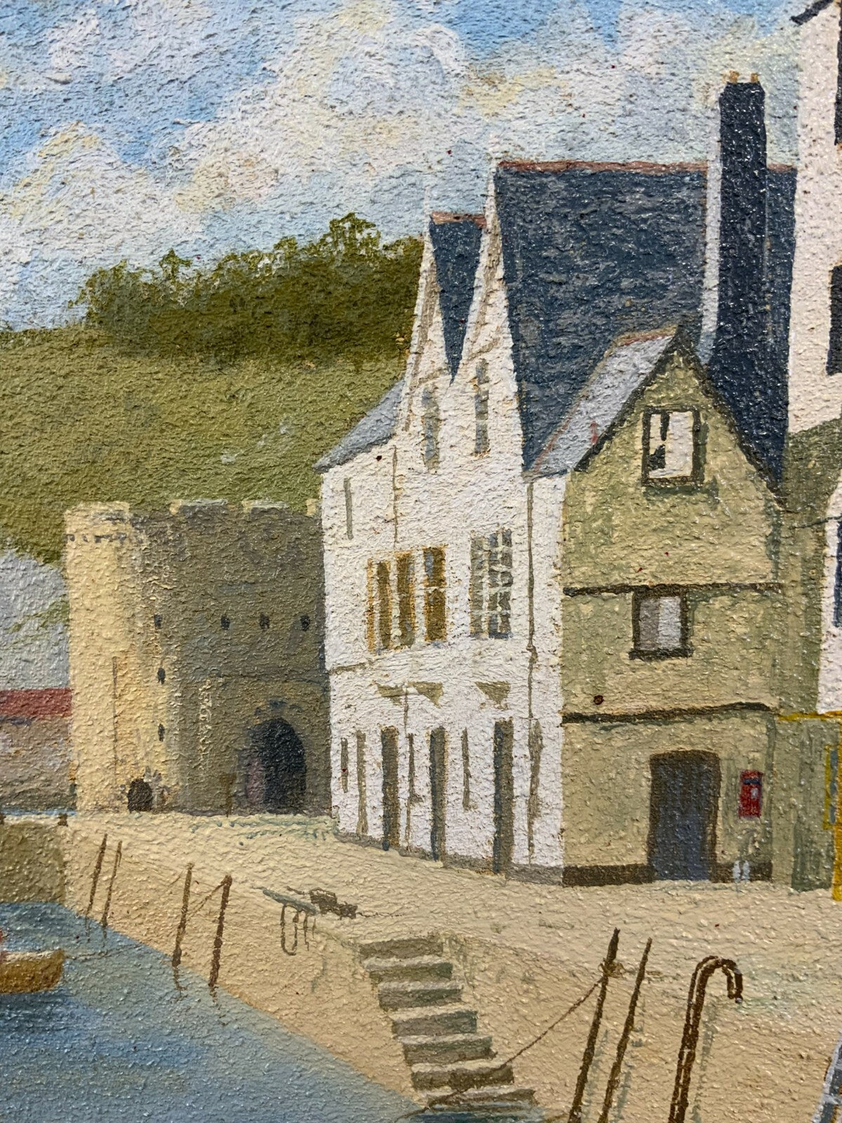 Ölgemälde Fluss Landschaft Küstenansicht Gemälde Loir Peter Nay 54x33cm