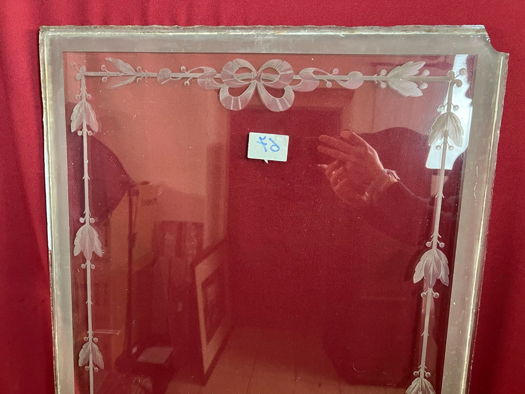 Antike Glasscheibe Fenster Glas Jugendstil original um 1910 Girlanden Chip