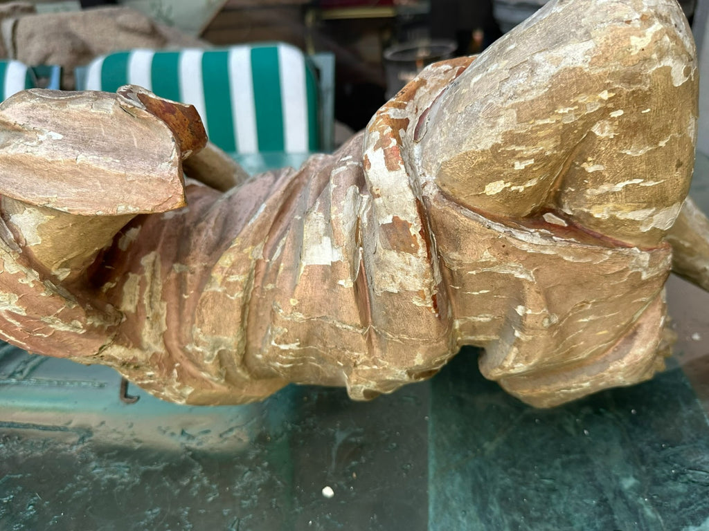 Antike Heiligenfigur Barock Engel 18 tes Jhdt Adorierender Engel