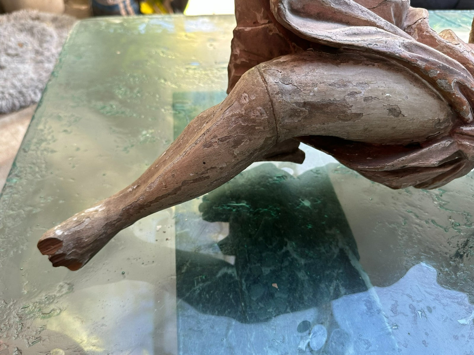 Antike Heiligenfigur Barock Engel 18 tes Jhdt Adorierender Engel