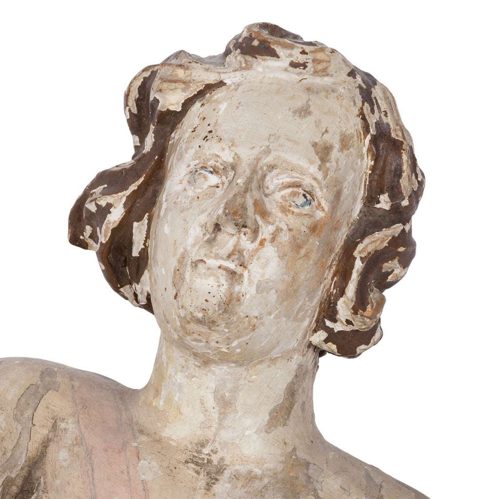 Antike Heiligenfigur Barock Engel 18 tes Jhdt Adorierender Engel