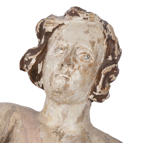 Antike Heiligenfigur Barock Engel 18 tes Jhdt Adorierender Engel