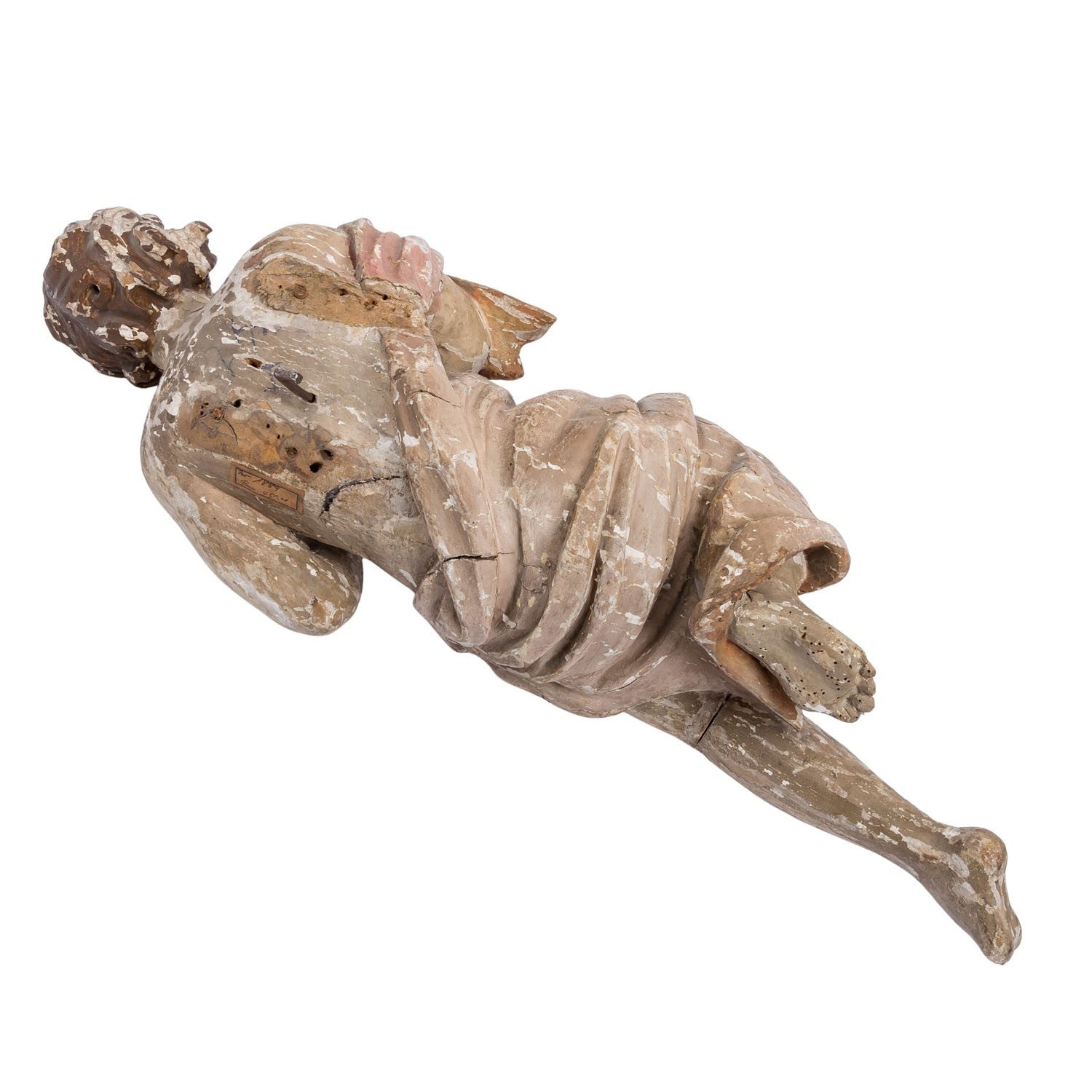 Antike Heiligenfigur Barock Engel 18 tes Jhdt Adorierender Engel
