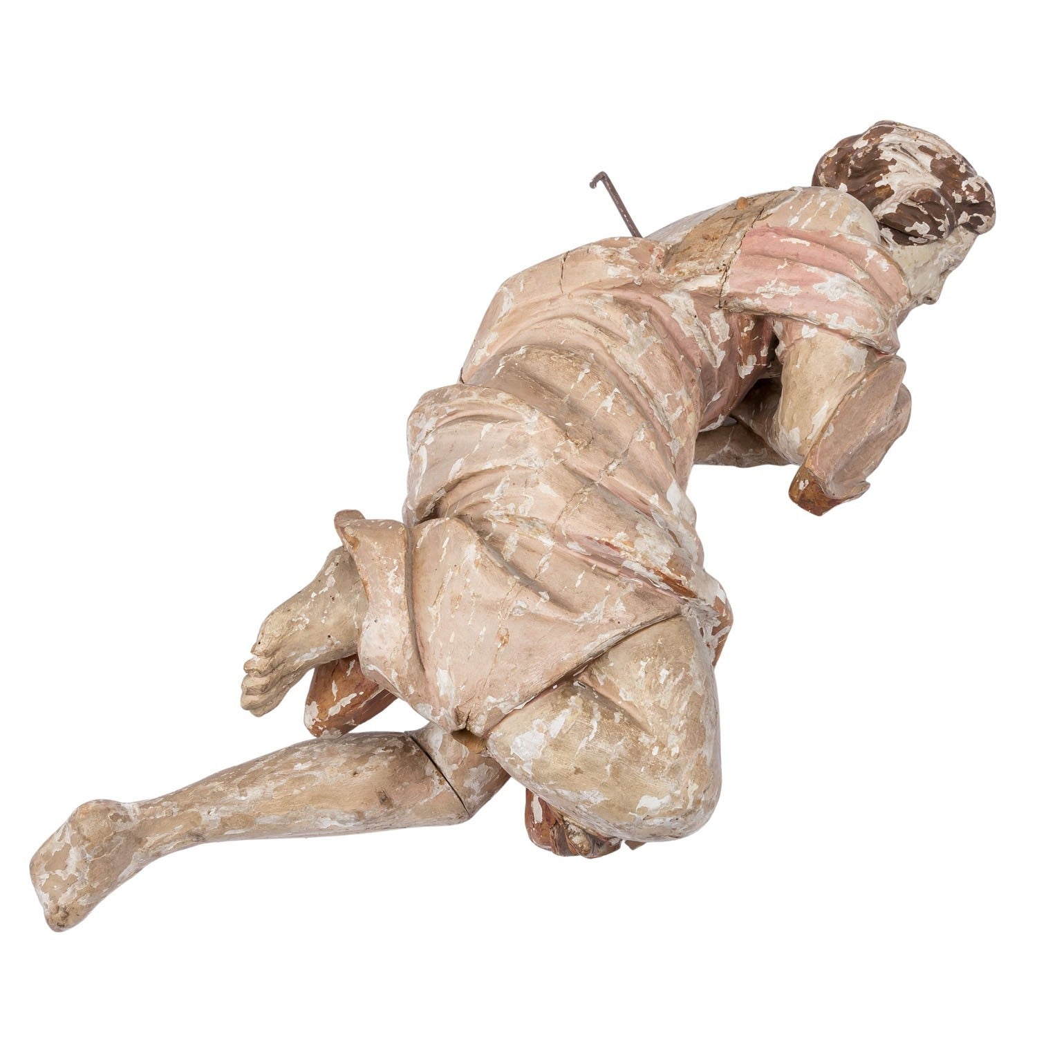 Antike Heiligenfigur Barock Engel 18 tes Jhdt Adorierender Engel