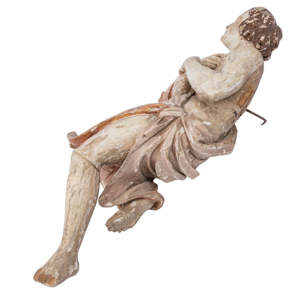 Antike Heiligenfigur Barock Engel 18 tes Jhdt Adorierender Engel