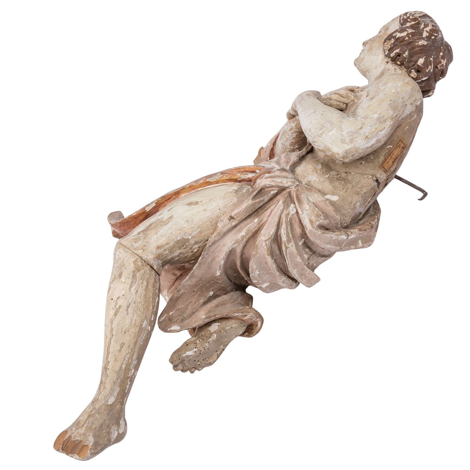 Antike Heiligenfigur Barock Engel 18 tes Jhdt Adorierender Engel