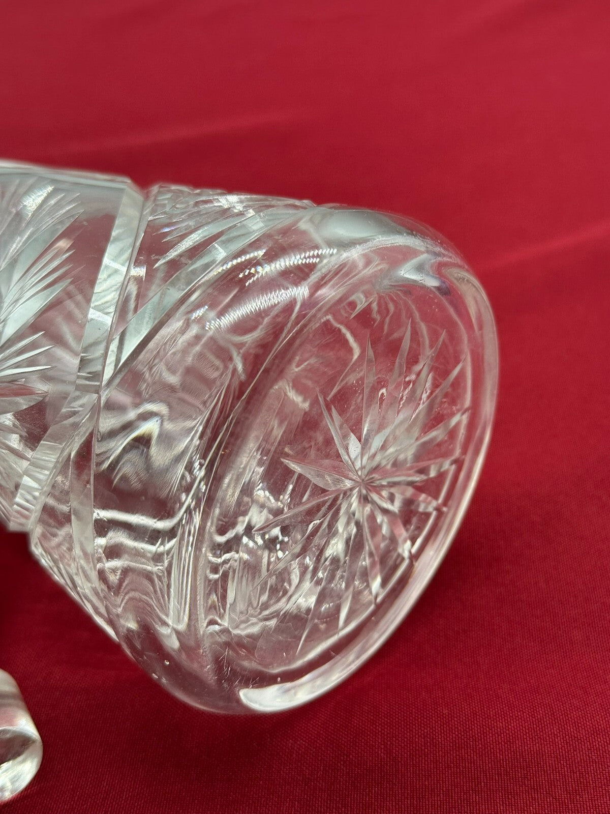 Vintage Karaffe 40cm Flasche mit Stöpsel Glas Schleifdekor Versilberte Plakette