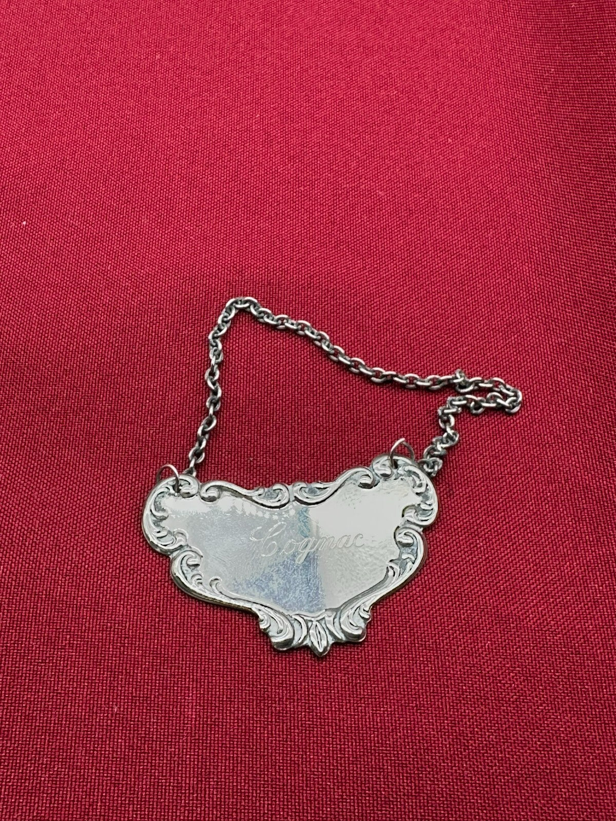 Vintage Karaffe 40cm Flasche mit Stöpsel Glas Schleifdekor Versilberte Plakette