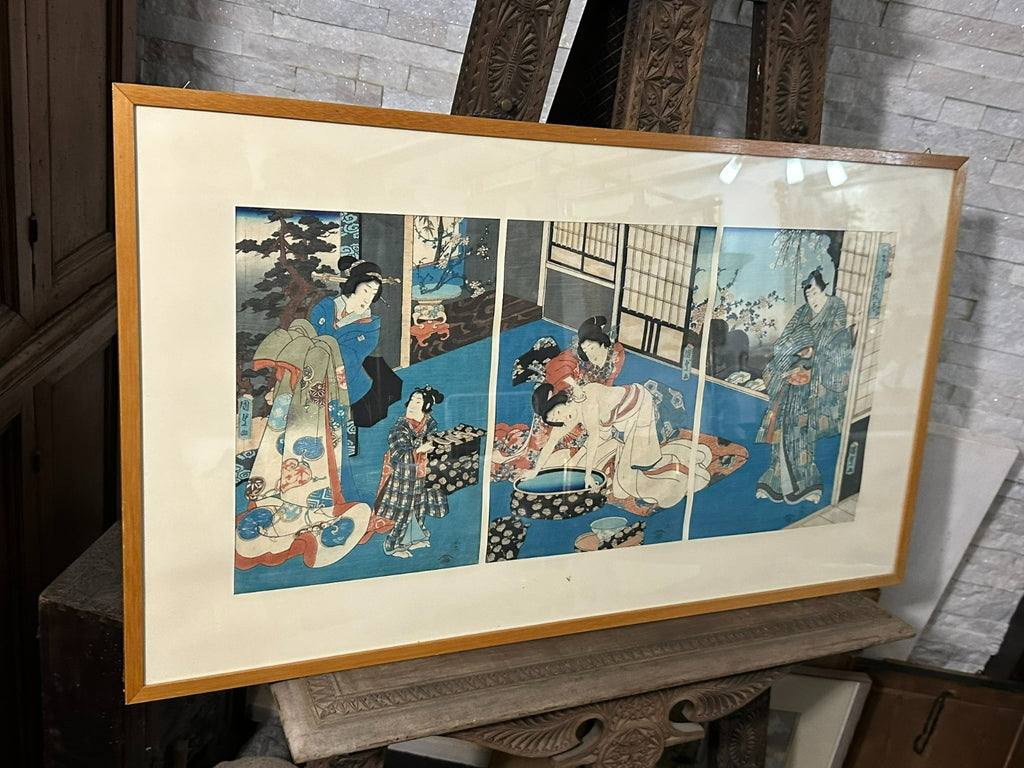 Toyokuni Iii Utagawa Holzschnitte Kurtisanen Szenerie 19 tes Jhdt