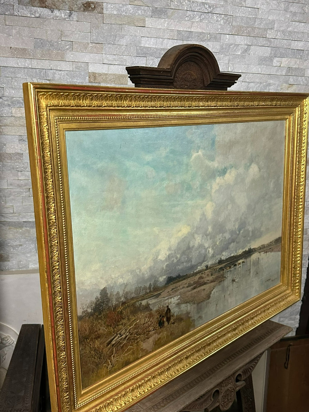 Grosses Ölgemälde Isar in München Landschaft Karl Heffner (1849-1925)