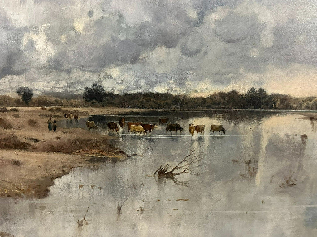 Grosses Ölgemälde Isar in München Landschaft Karl Heffner (1849-1925)