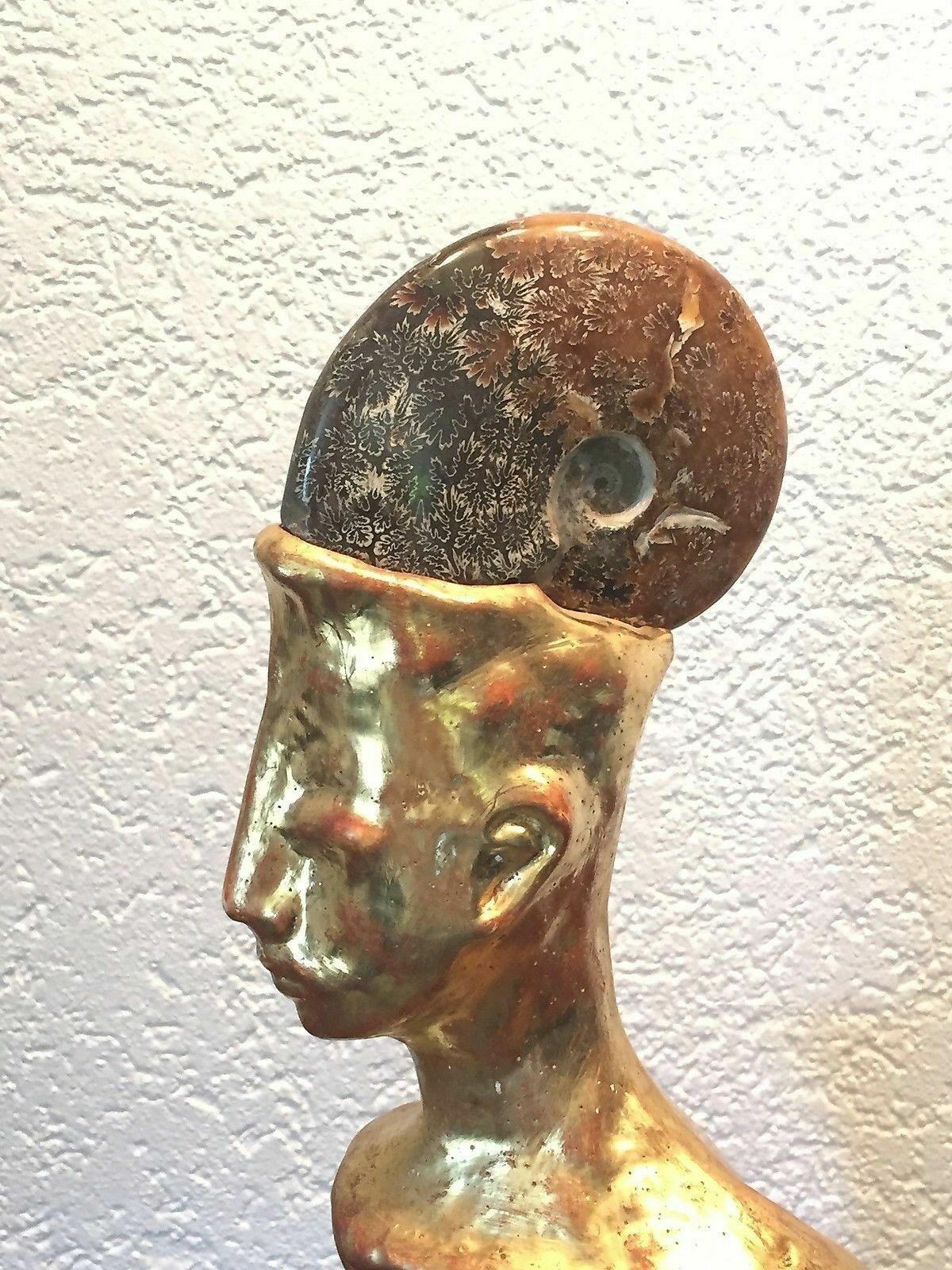 Vergoldete Keramik Skulptur Modern der König Unikat Enzo Arduini