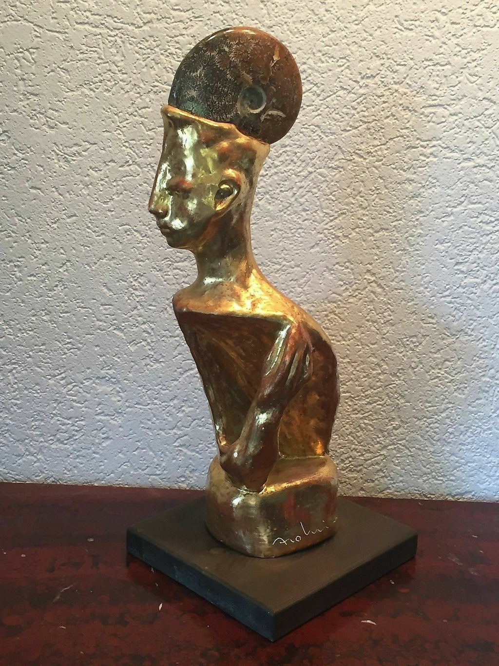 Vergoldete Keramik Skulptur Modern der König Unikat Enzo Arduini