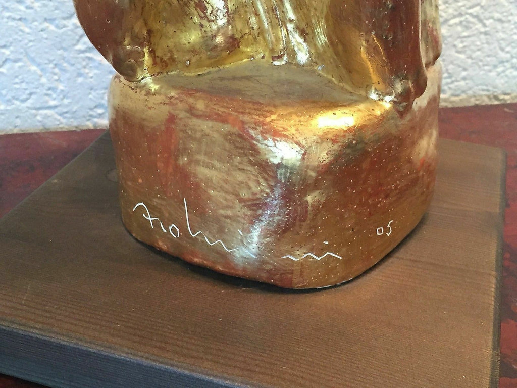 Vergoldete Keramik Skulptur Modern der König Unikat Enzo Arduini