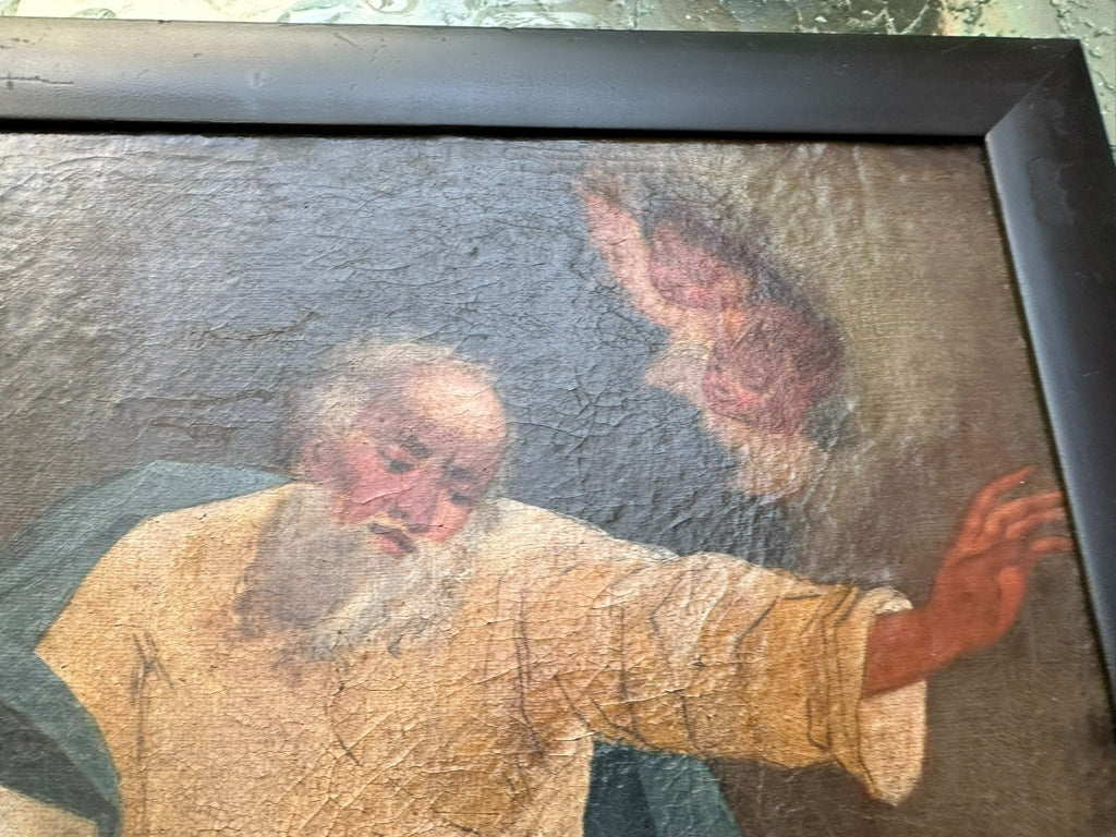 Antikes Ölgemälde Evangelist 19 tes Jhdt