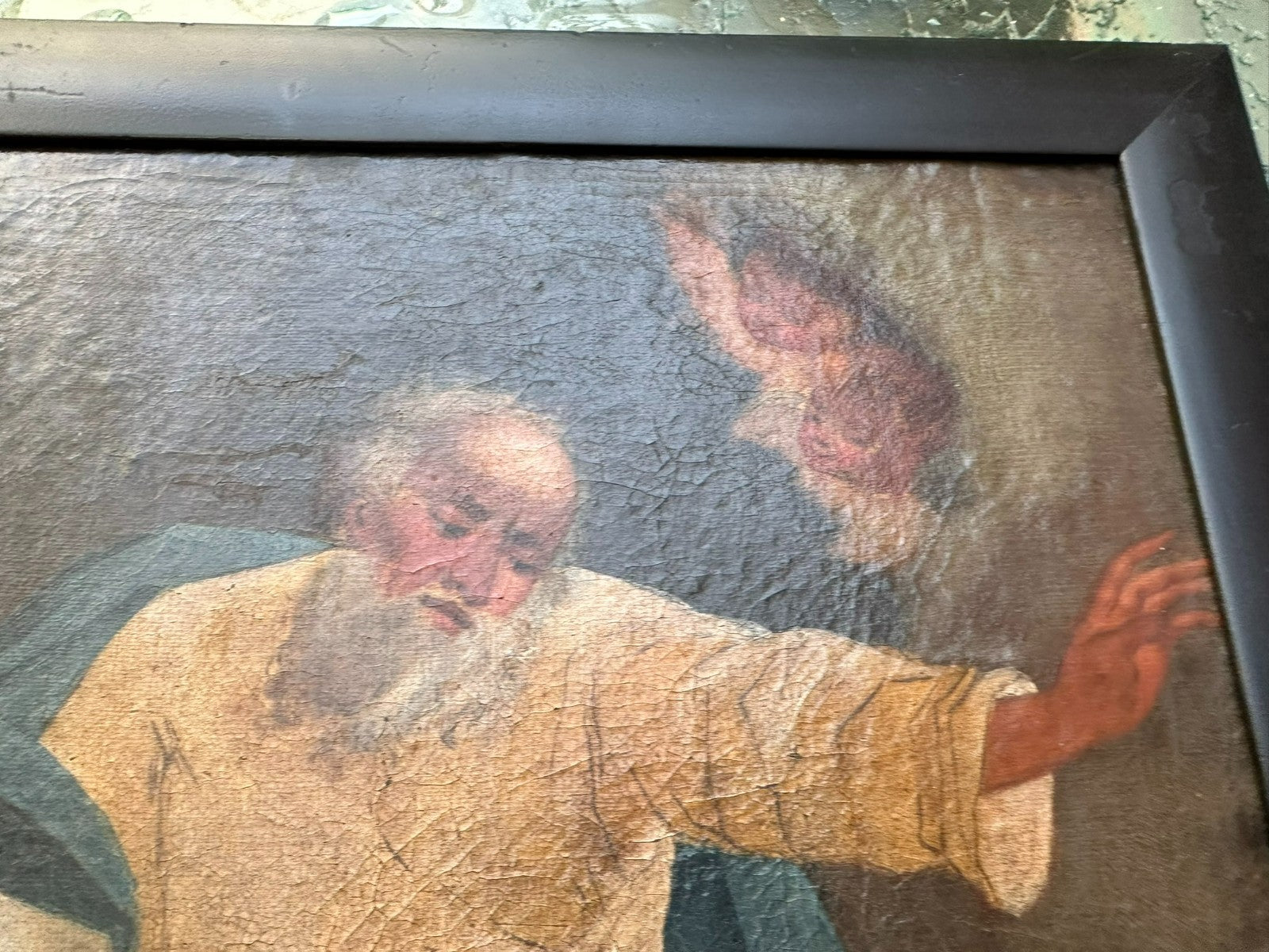 Antikes Ölgemälde Evangelist 19 tes Jhdt