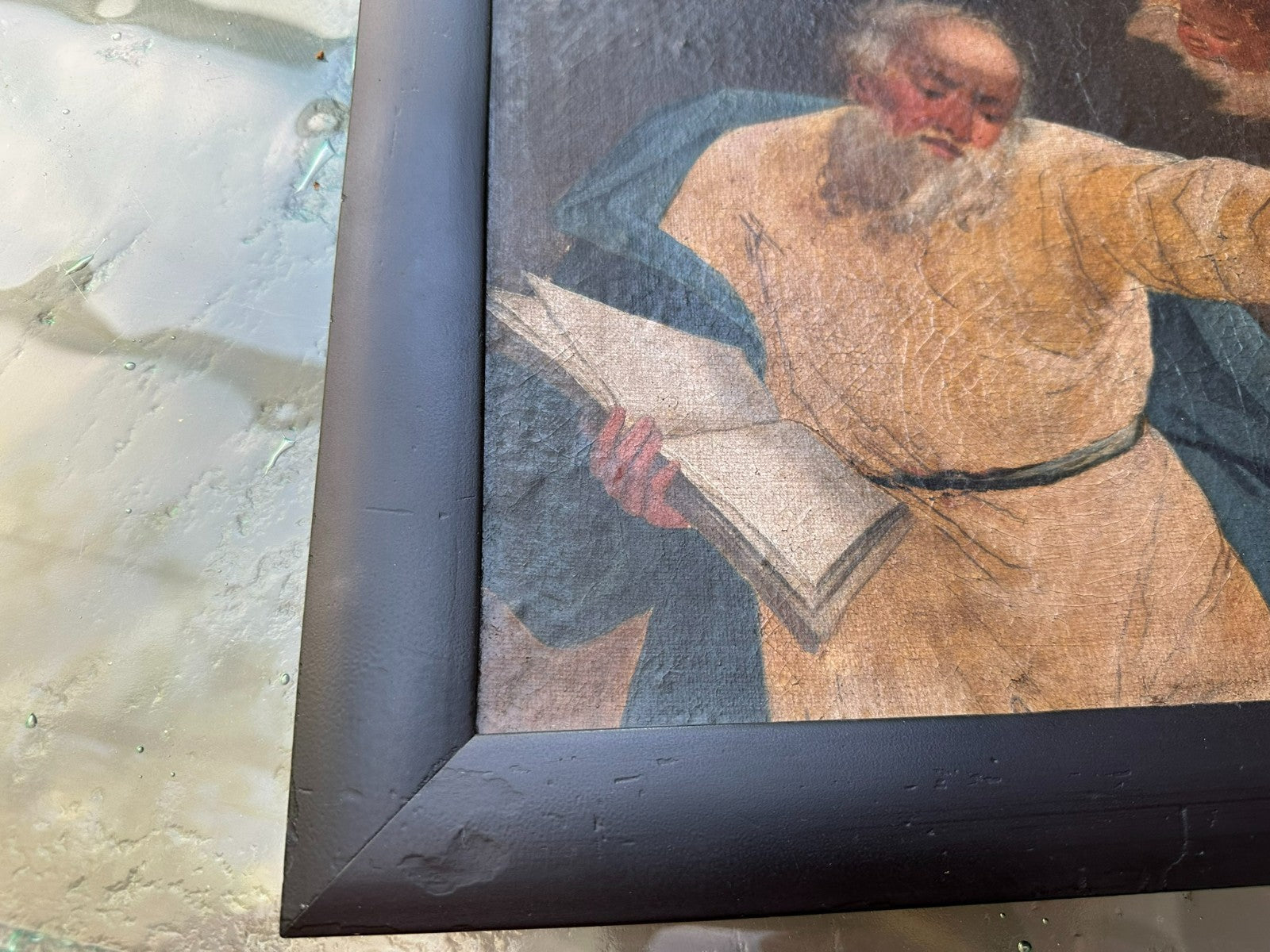 Antikes Ölgemälde Evangelist 19 tes Jhdt