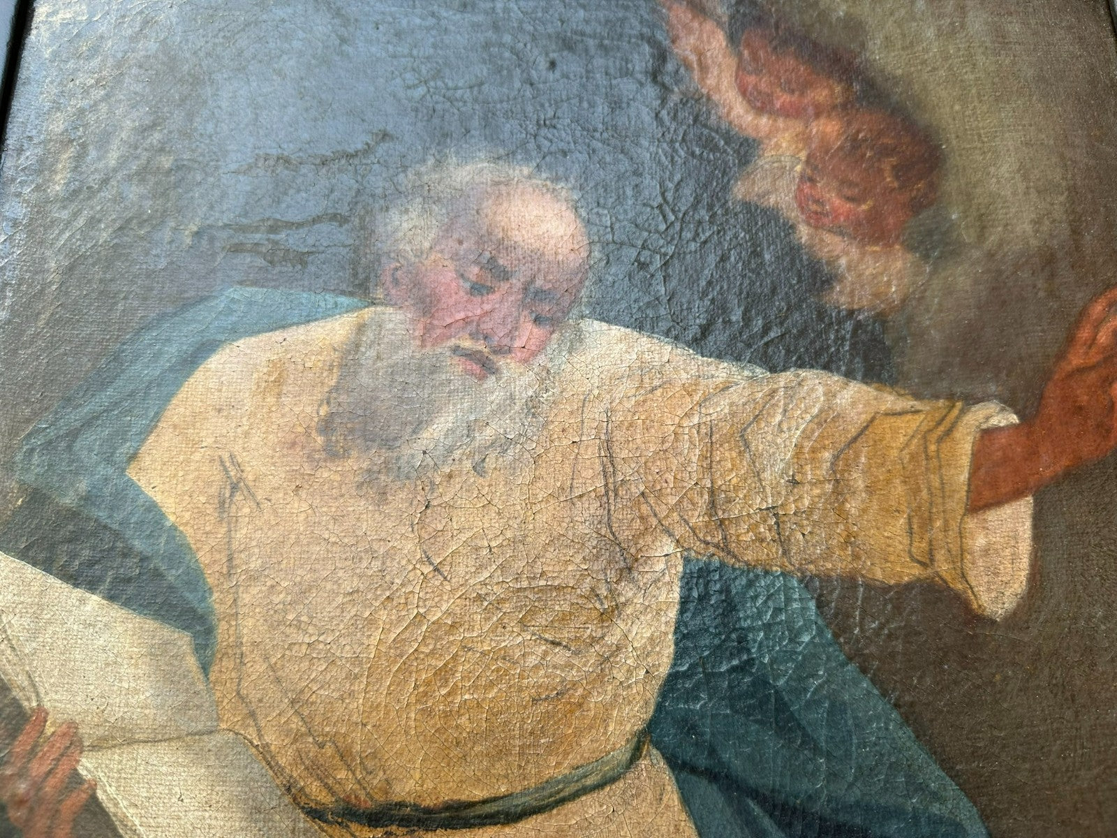 Antikes Ölgemälde Evangelist 19 tes Jhdt