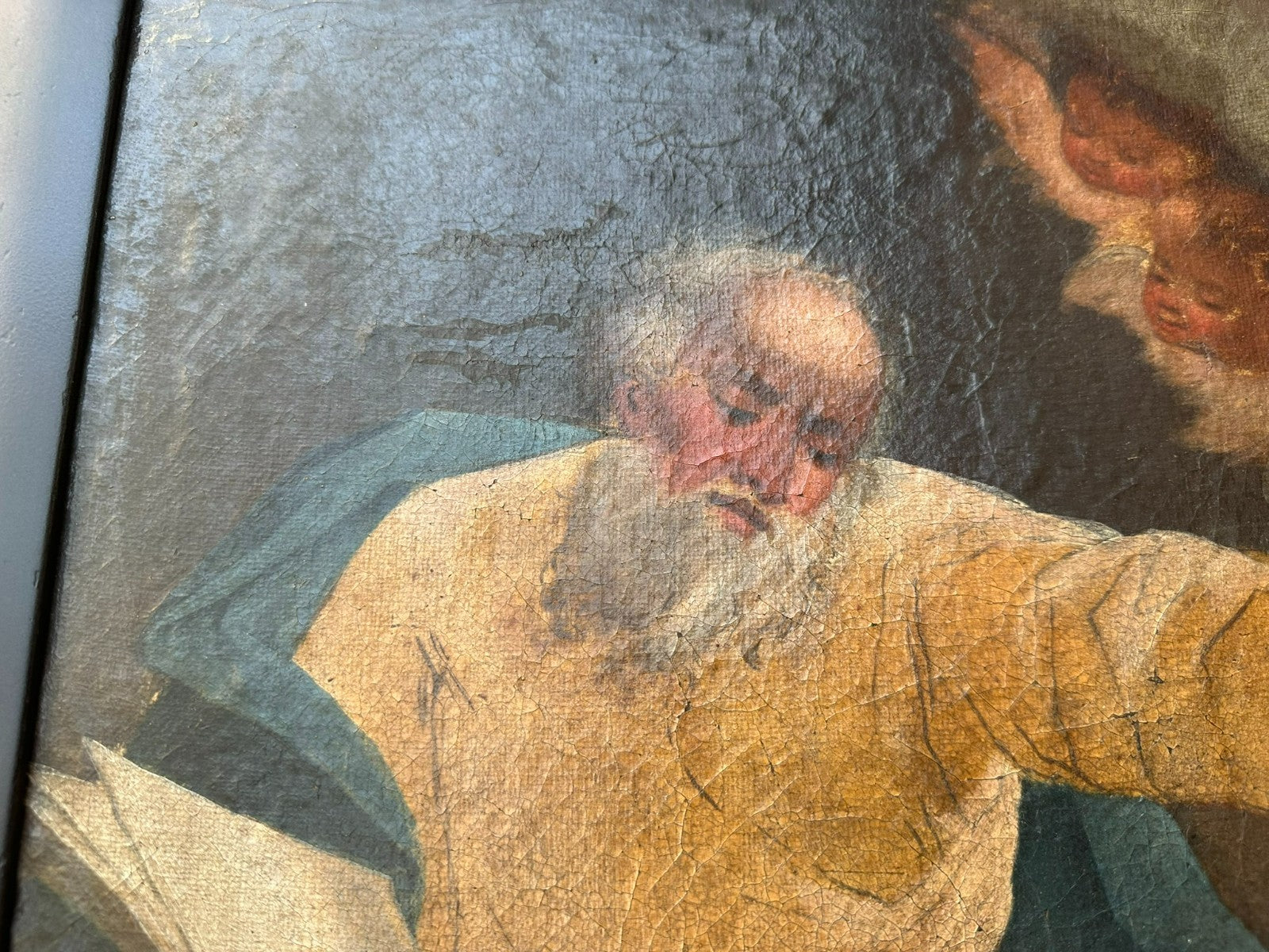 Antikes Ölgemälde Evangelist 19 tes Jhdt