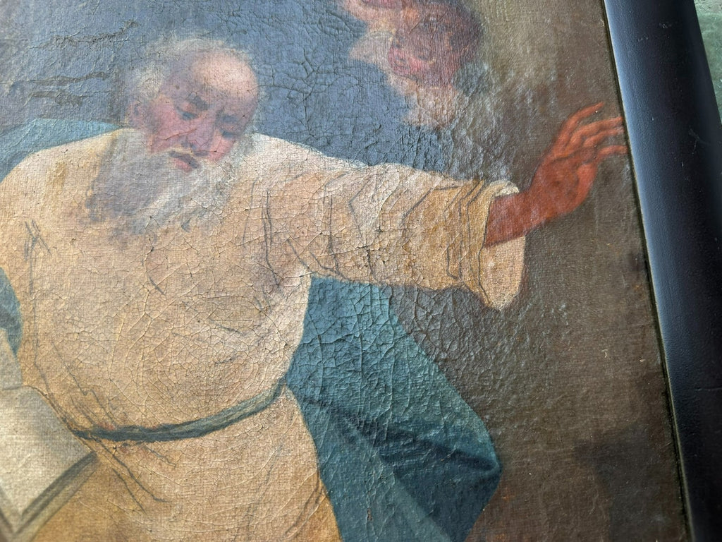 Antikes Ölgemälde Evangelist 19 tes Jhdt