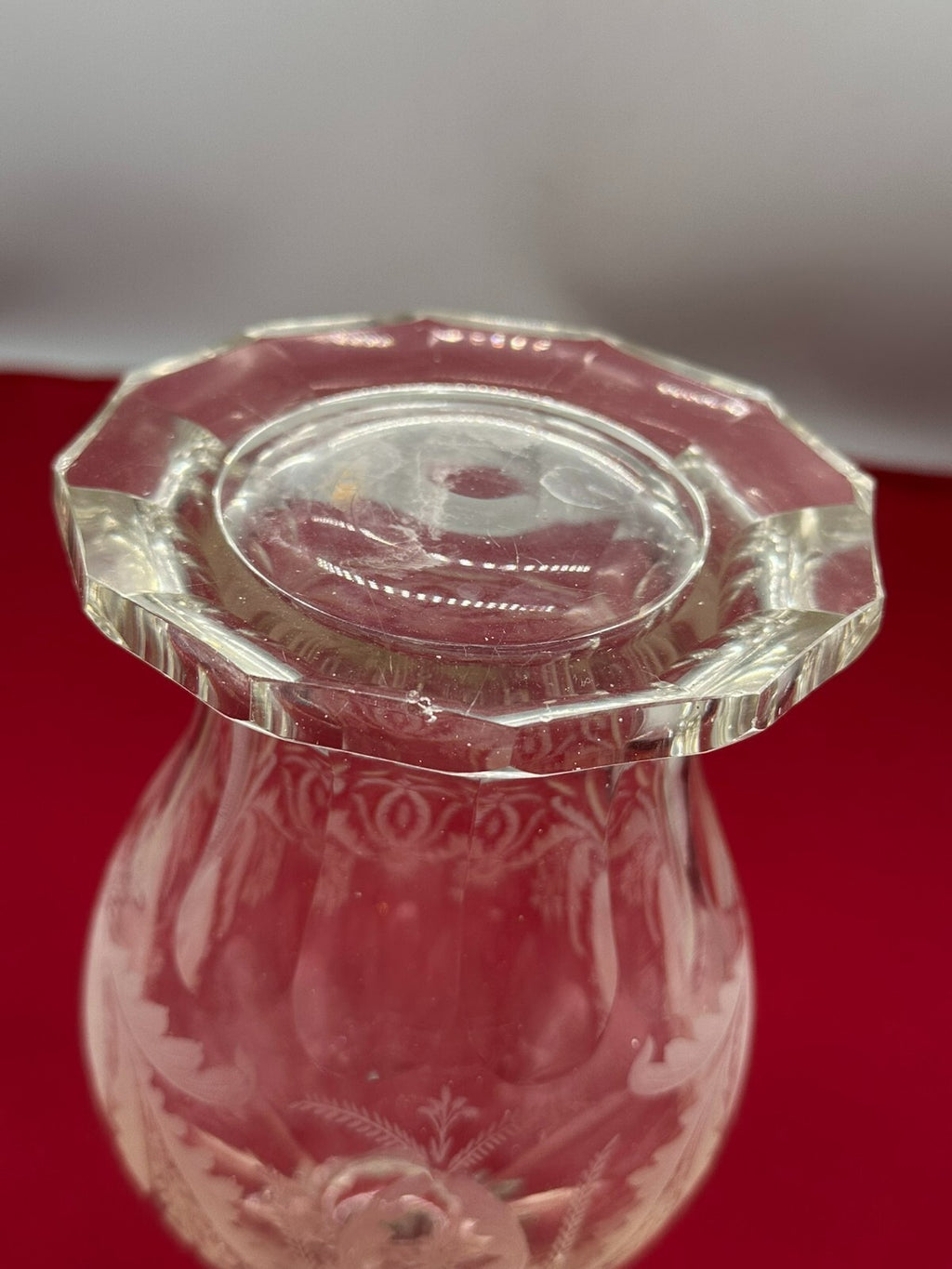 Vintage Karaffe Flasche mit Stöpsel Glas Ätzdekor Versilberte Plakette