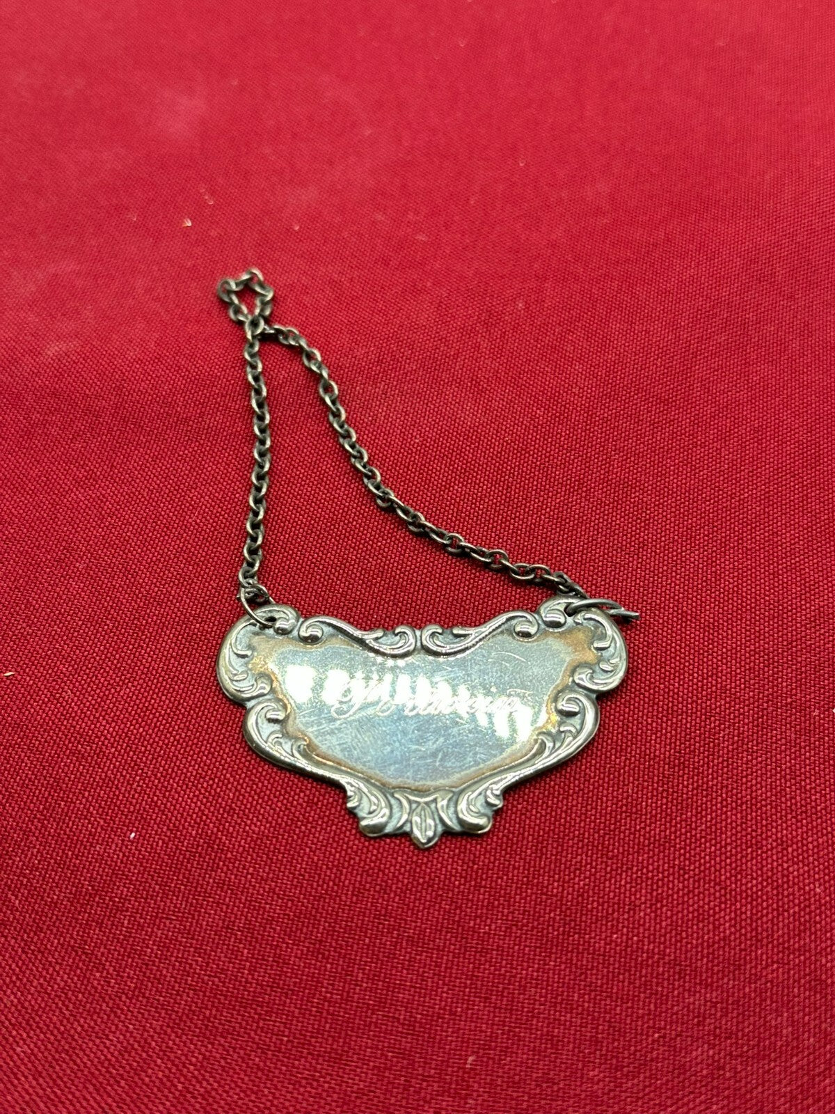 Vintage Karaffe Flasche mit Stöpsel Glas Ätzdekor Versilberte Plakette